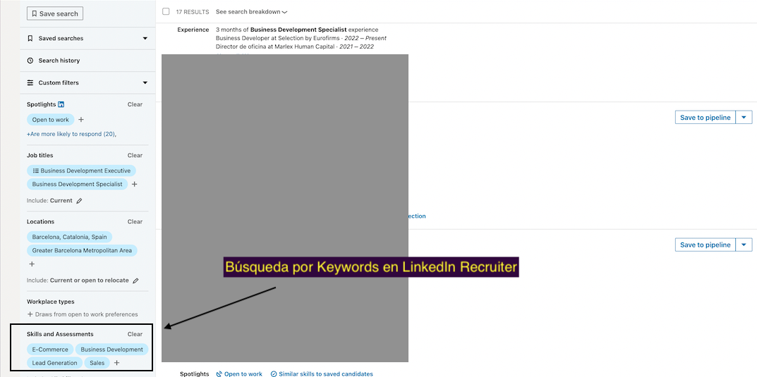 Dashboard recruiter tool